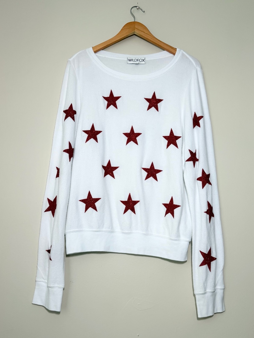 Wildfox Red Glitter Star Jumper Sweatshirt